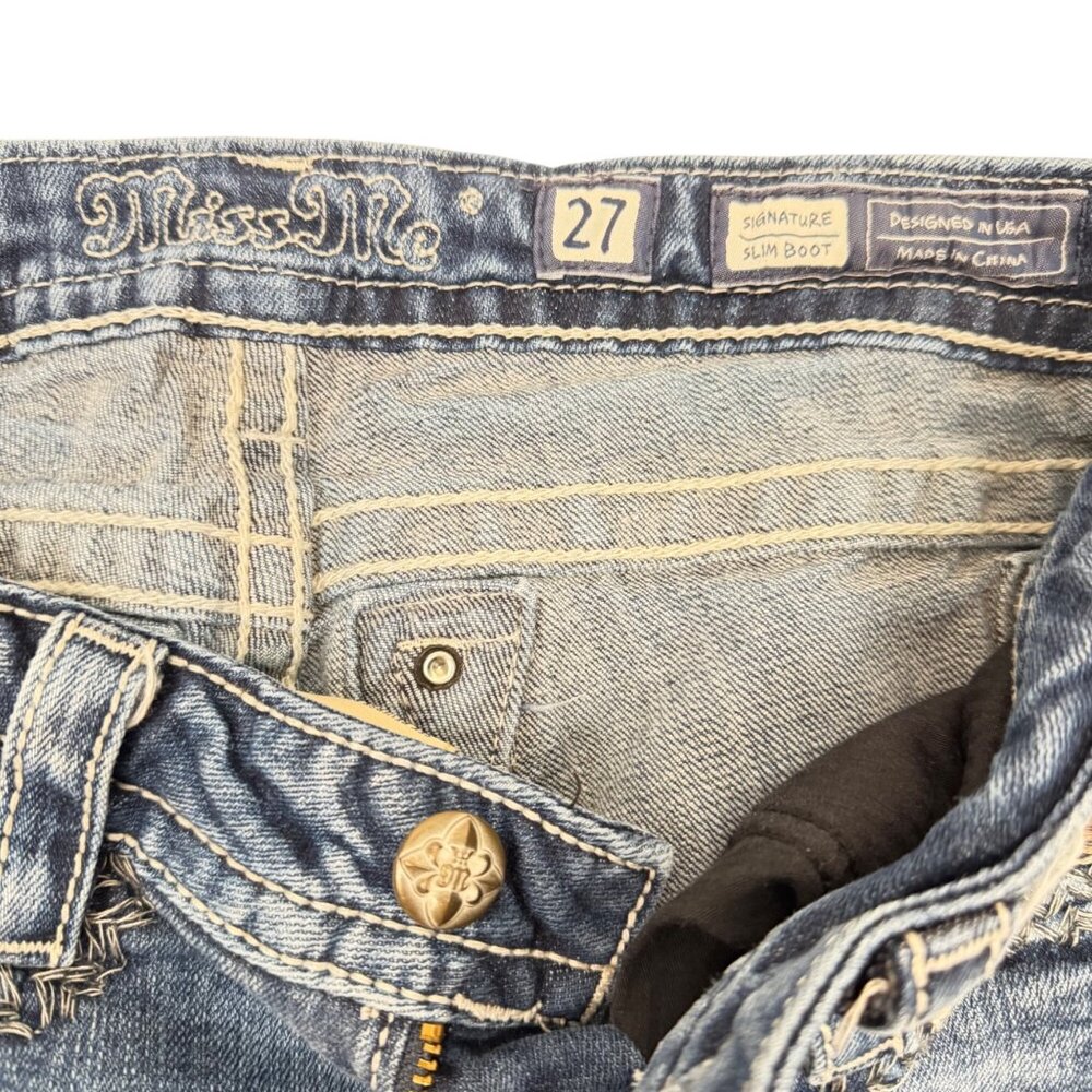 Miss Me Jeans - Signature Slim Boot - Women's SZ 27 - Embellished Flap Pocket - Picture 6 of 11
